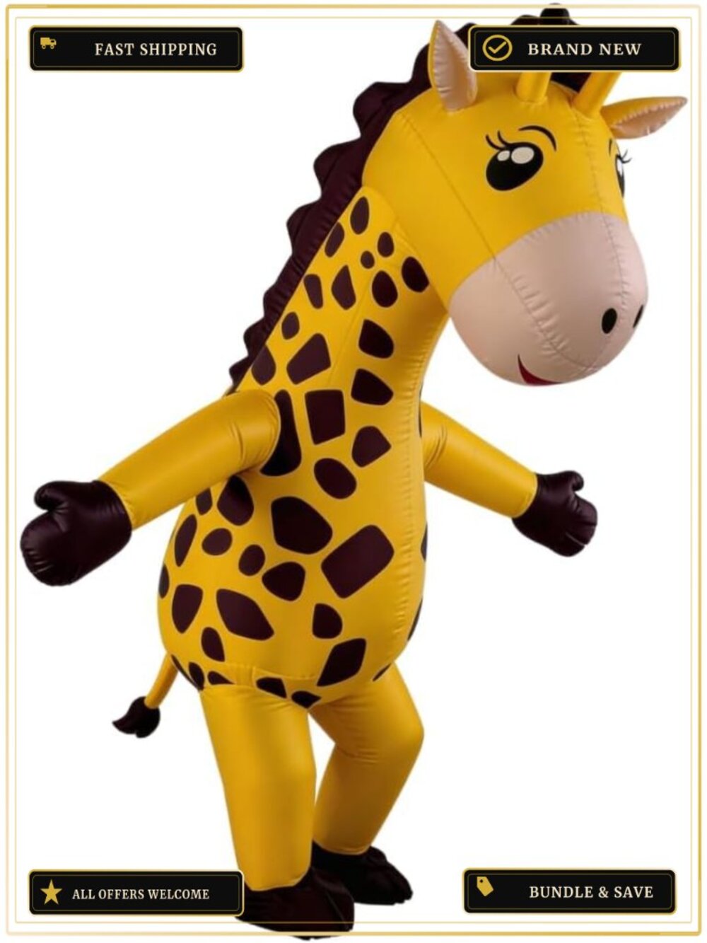 Inflatable Giraffe Costume Adult Blow Up Suit Built-in Fan